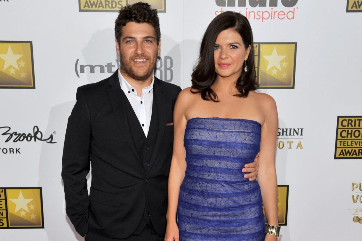 Mandatory Credit: Photo by Chris Pizzello/Invision/AP/Shutterstock (9053037db) Adam Pally, left, and Casey Wilson arrive at the Critics' Choice Television Awards in the Beverly Hilton Hotel, in Beverly Hills, Calif 2013 Critics Choice Television Awards - Arrivals, Beverly Hills, USA