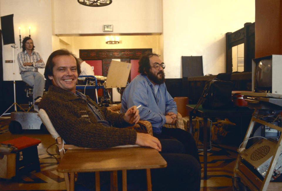 American actor Jack Nicholson and director and producer Stanley Kubrick on the set of Kubrick's film, The Shining. (Photo by Murray Close/Sygma/Sygma via Getty Images)