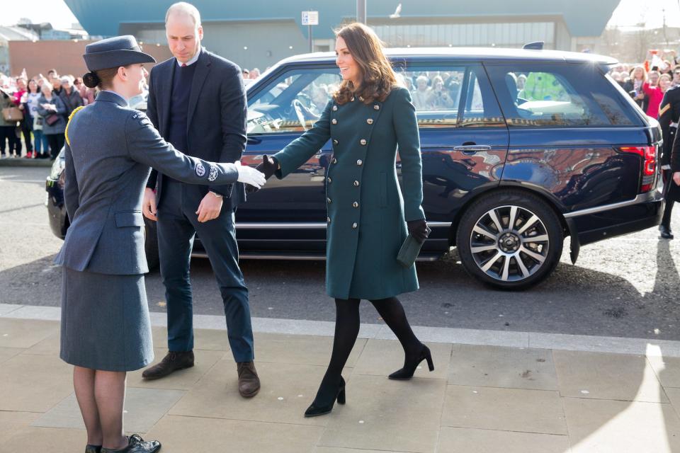 kate middleton feb 2018 green double breasted coat