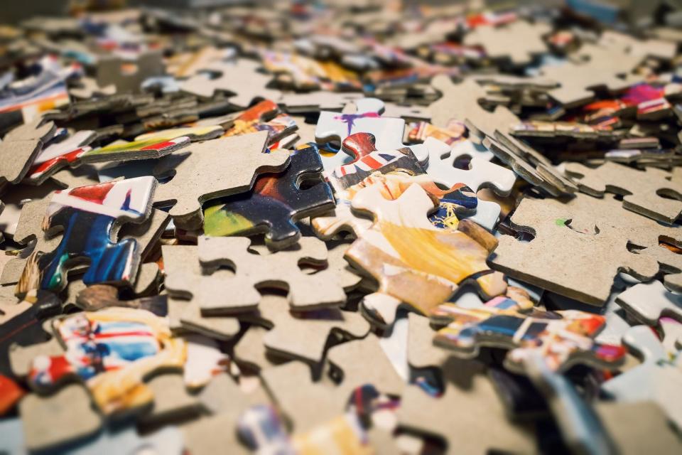 Jigsaw puzzle pile