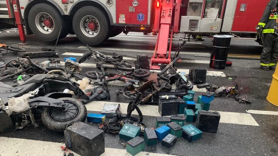 Burned E bikes in NYC