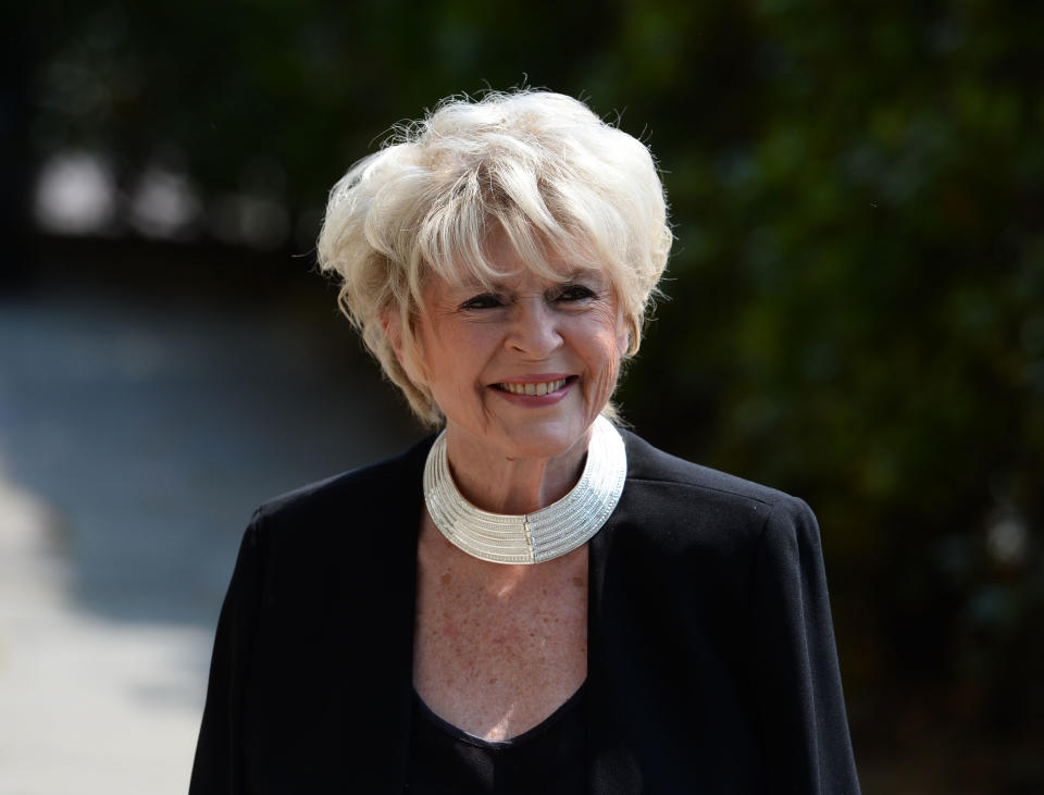 Gloria Hunniford arrives at Old Church, 1 Marylebone Road in London for the funeral of Supermarket Sweep star Dale Winton.