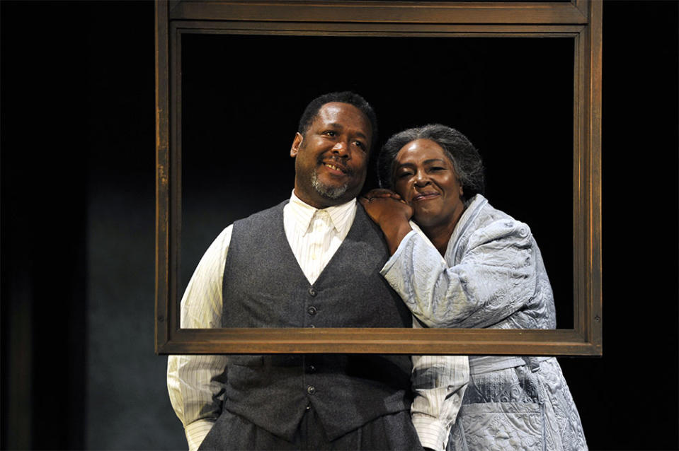 Wendell Pierce as Willy Loman and Sharon D. Clarke as Linda Loman in the Young Vic production of Arthur Miller's Death Of A Salesman directed by Marianne Elliot and Miranda Cromwell at The Piccadilly Theatre on November 1, 2019 in London, England.