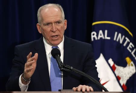 Director of the Central Intelligence Agency (CIA) John Brennan talks to the press during a rare news conference at CIA Headquarters in Virginia, December 11, 2014. REUTERS/Larry Downing