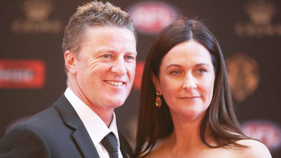 Seen here, Damien Hardwick and his wife Danielle at the 2017 Brownlow Medal ceremony.