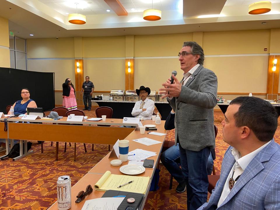 Gov. Doug Burgum, cabinet leaders and representatives from the Governor’s Office met  with Spirit Lake Nation Chairman Doug Yankton, Devils Lake Mayor Dick Johnson and U.S. Sen. Kevin Cramer to discuss health care access, the rising elevation of Devils Lake and other issues important to the tribe and community.