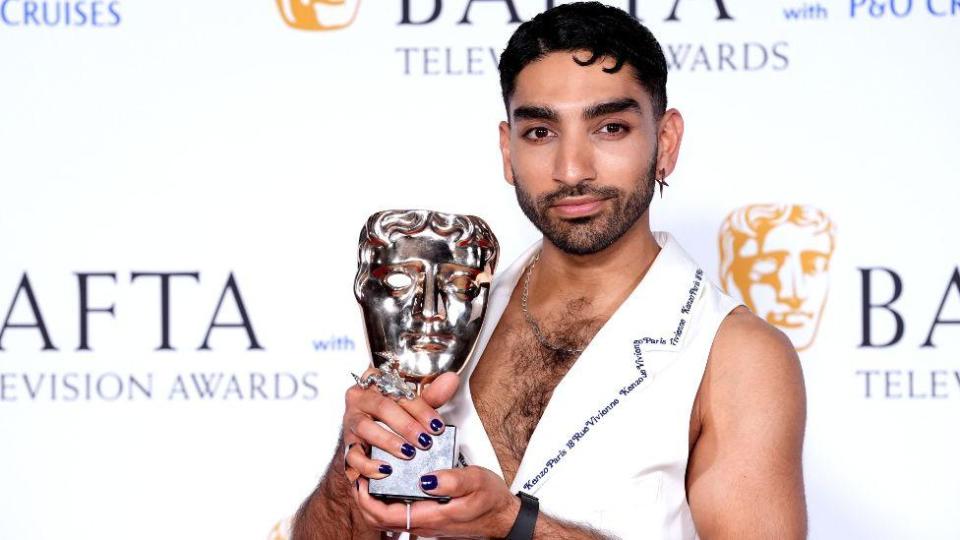 Mawaan Rizwan in the press room after winning the Male Performance in a Comedy award for Juice at the BAFTA TV Awards 2024, at the Royal Festival Hall in London.