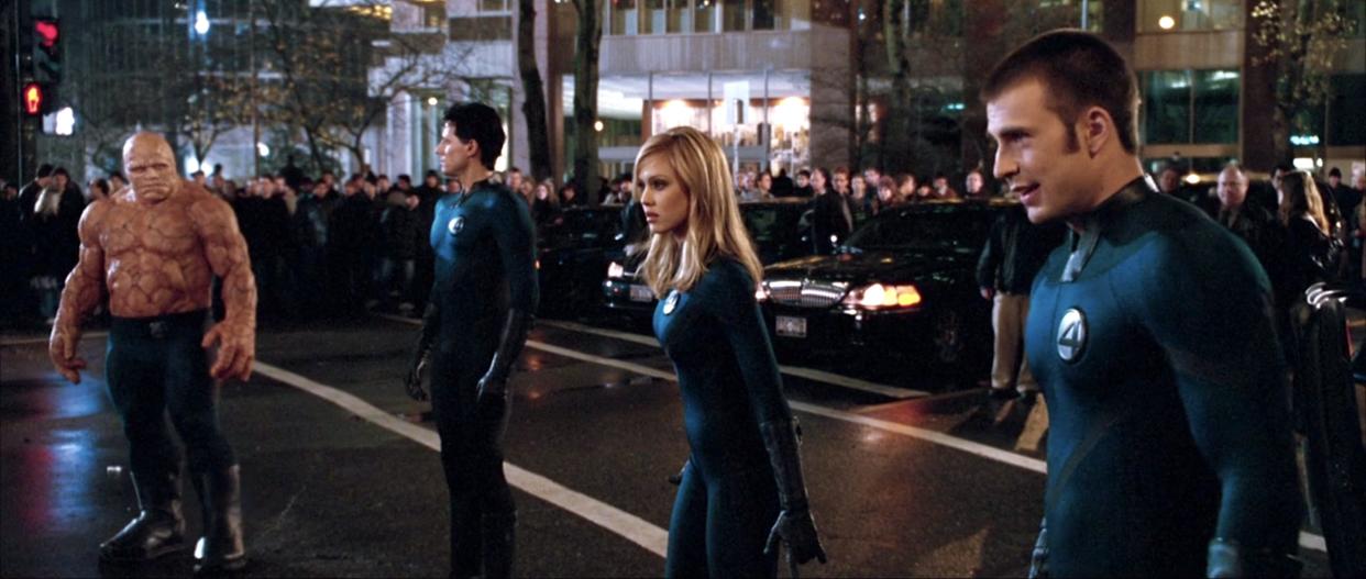 Michael Chiklis, Ioan Gruffudd, Jessica Alba, and Chris Evans in "Fantastic Four."