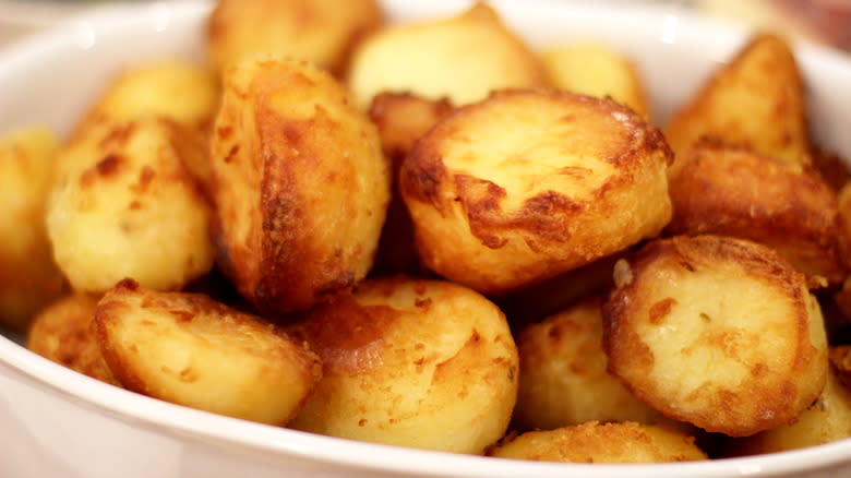 Close up of crispy potatoes