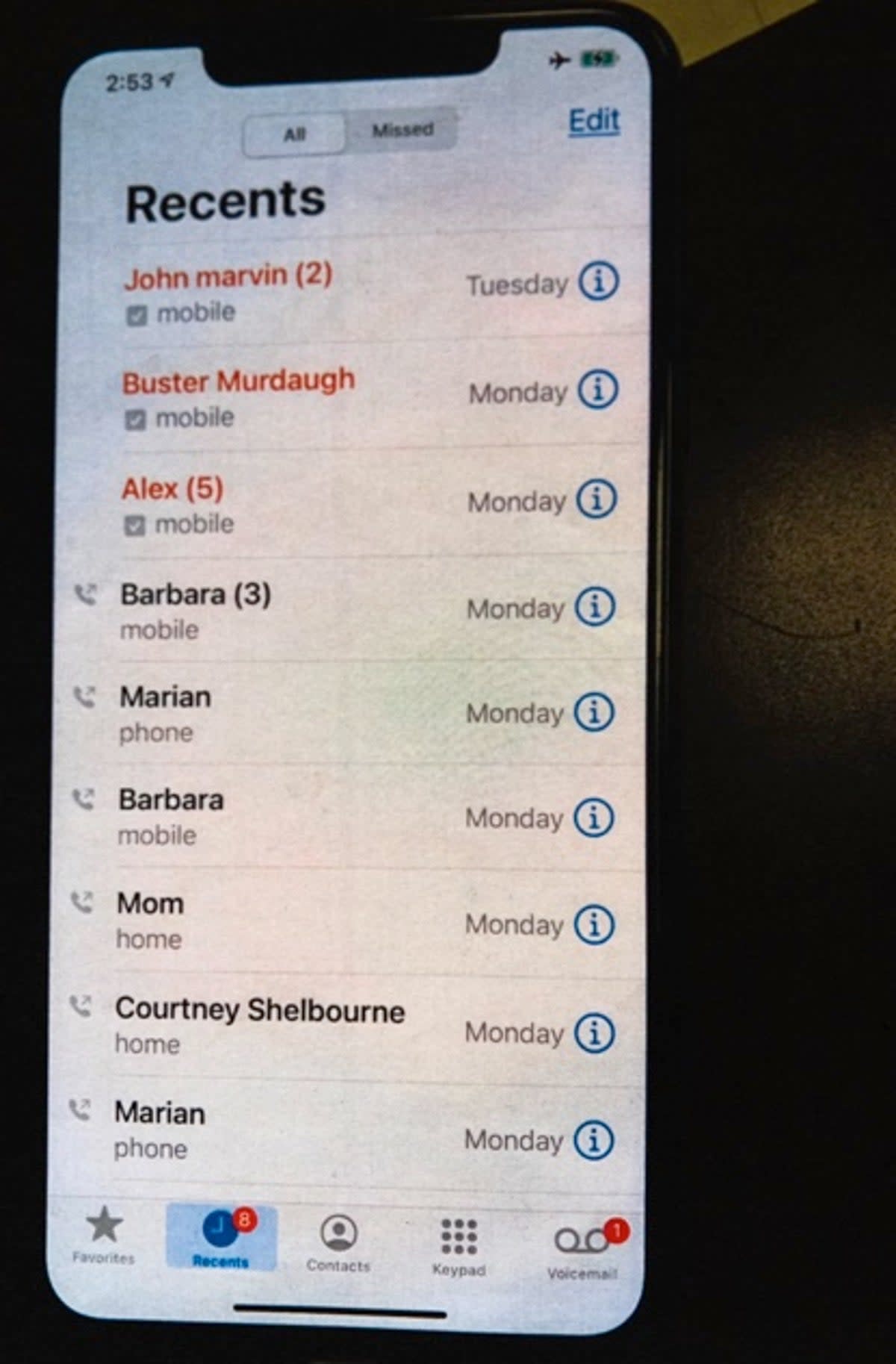 Five missed calls made by Alex Murdaugh to Maggie Murdaugh’s phone after her murder (Colleton County Court)