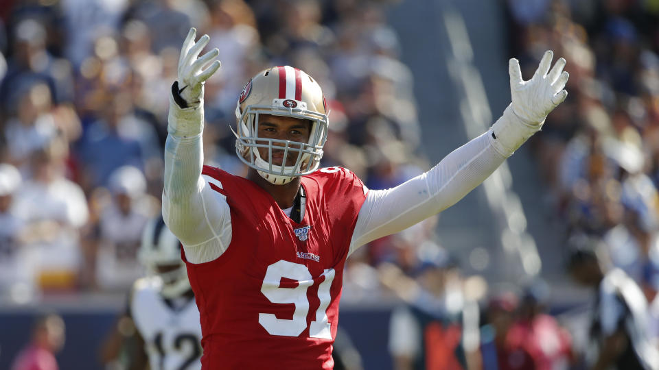 Defensive end Arik Armstead got a massive deal from the 49ers. (AP Photo/John Locher)