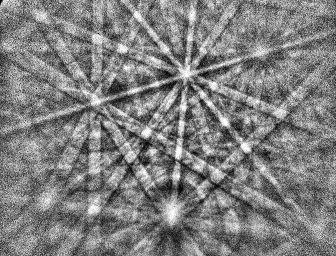 An electron backscatter diffraction pattern from a nanometer sized area of the mineral zircon, like that which grew during the launch of the meteorite from Mars due to the cooling of melt pockets as it reached outer space. The researchers used