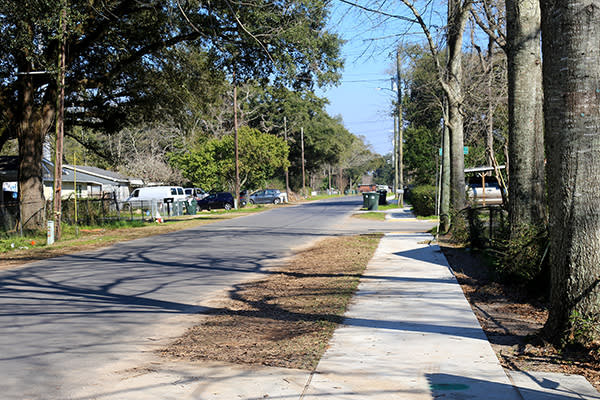 New sidewalks recently completed along West Lee Street in Brownsville. (Photo courtesy of Escambia County)
