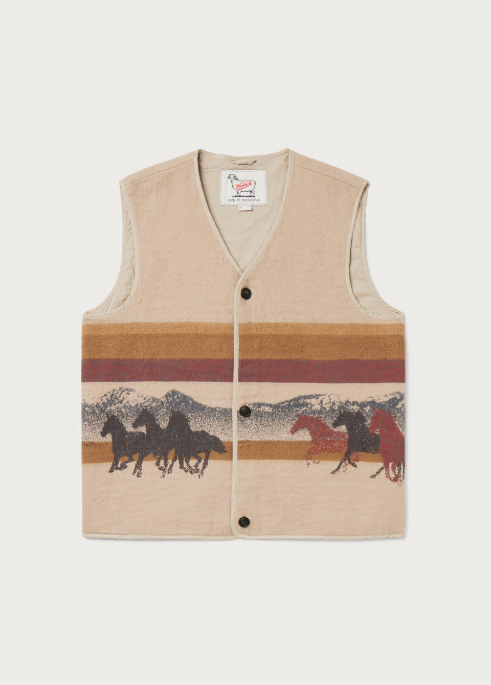 A vest from the One of These Days x Woolrich capsule collection.