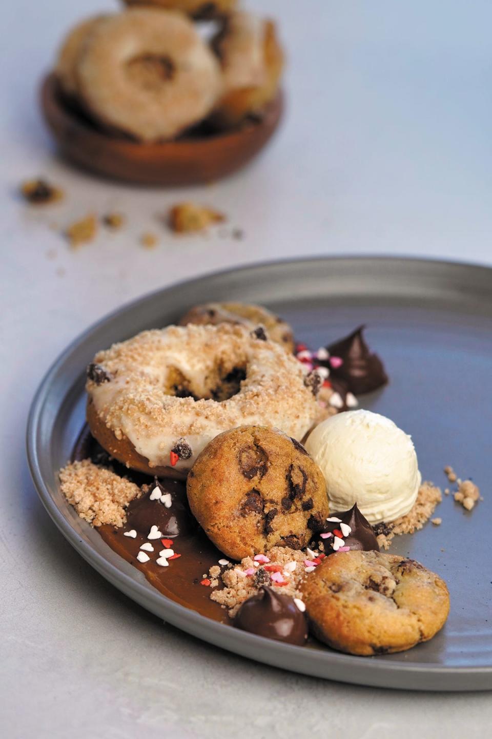 Let love rule and enjoy the chocolate chip cookie donuts by executive pastry chef Kursten Restivo during the three-course Valentine's Day meal at Palm Beach Marriott Island Beach Resort & Spa.