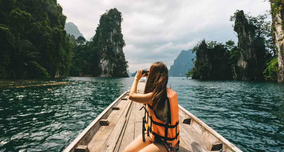 Exploring by longtail boat - Cheow Lan lake in Khao Sok National park, Thailand. Source: Getty Images