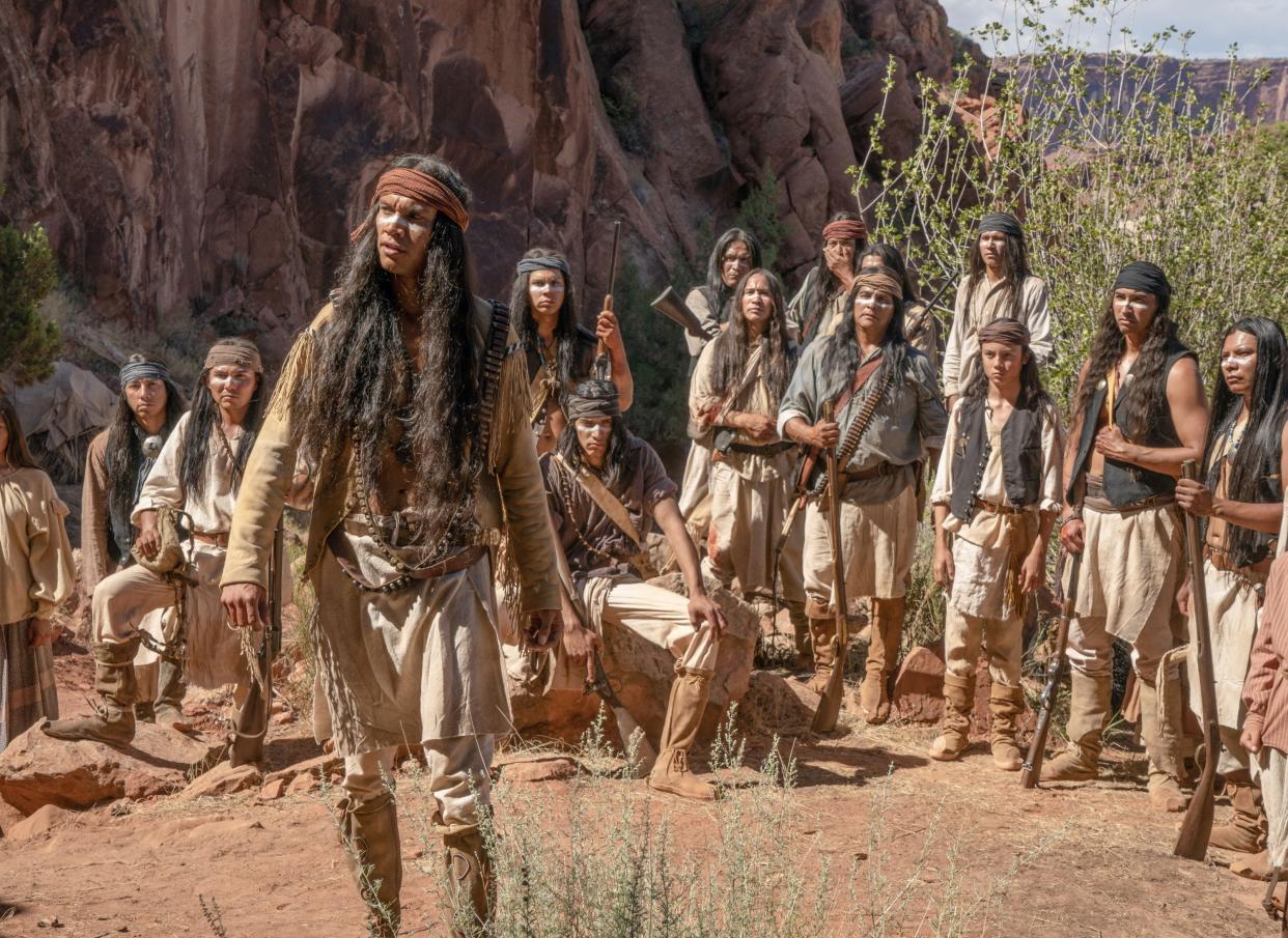 Owen Crow Shoe as Pionsenay leads a group of Apache families in 