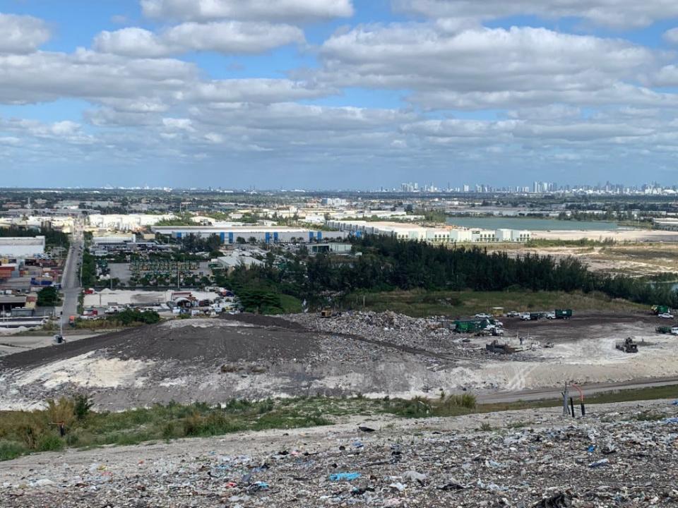 The view from atop a landfill near Miami where methane measurement research is being performed.