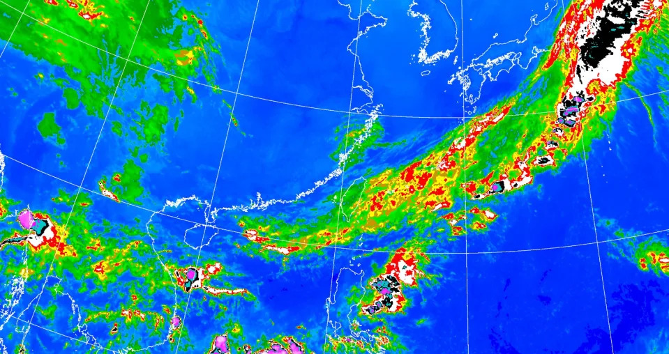 今（14日）日東北季風影響，北部及東北部天氣稍涼，其他地區早晚亦涼。（圖取自中央氣象署網站）