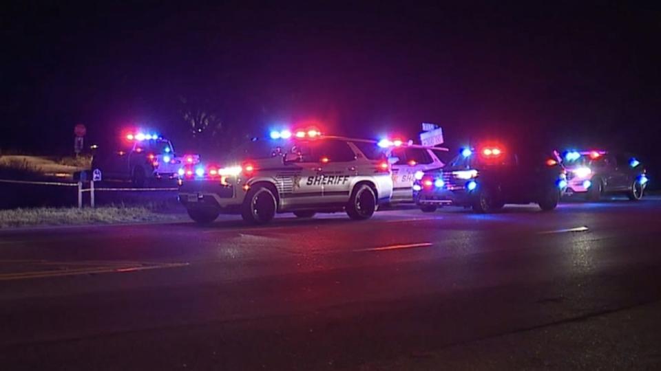 PHOTO: Emergency response and law enforcement vehicles respond to the scene in Hillsborough County, Florida, where official said an SUV carrying a family was struck by a train on Saturday, Sept. 23, 2023. (WFTS)