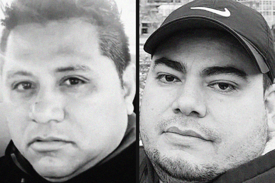 A black and white side by side of Miguel Luna and Maynor Suazo. (Family photos)
