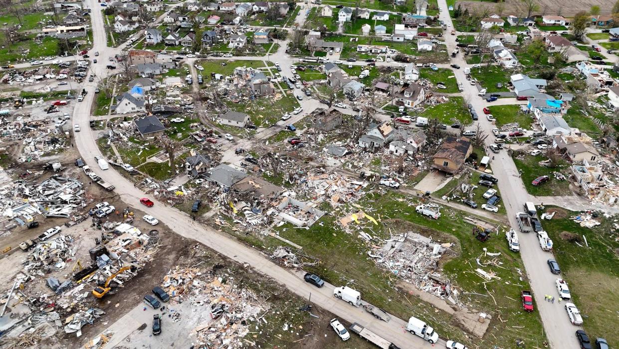 Aerial shots of Minden, Iowa after a large tornado devastated the town April 26.