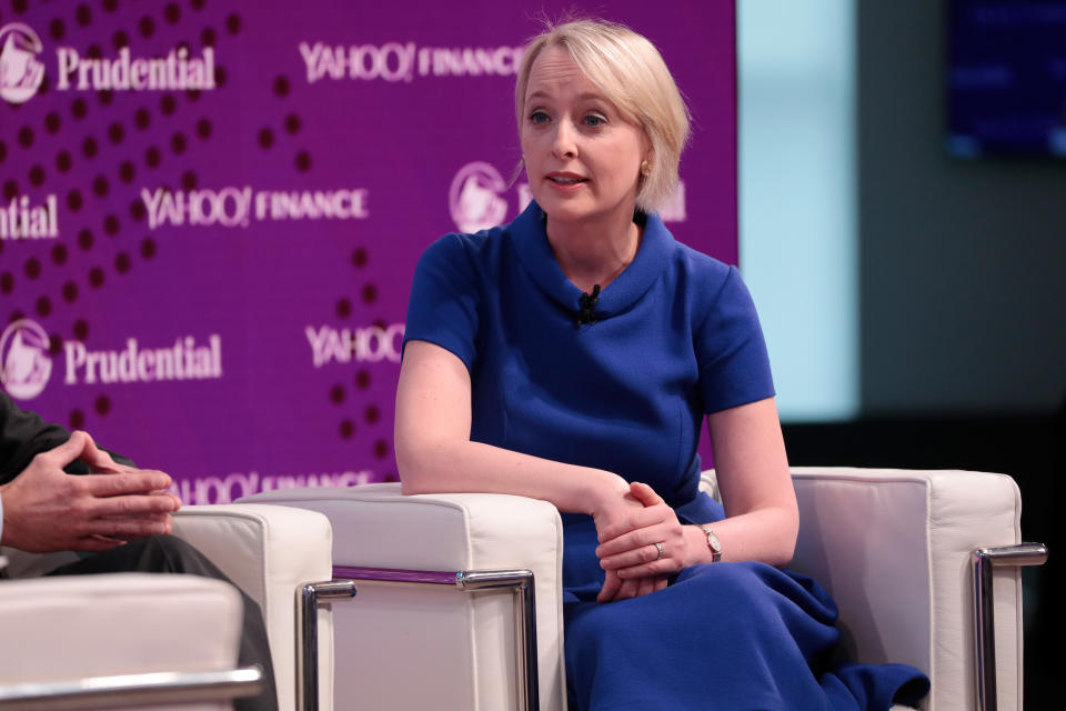 NEW YORK, NY - OCTOBER 25:  Accenture CEO Julie Sweet speaks onstage at the Yahoo Finance All Markets Summit on October 25, 2017 in New York City.  (Photo by Cindy Ord/Getty Images for Yahoo)