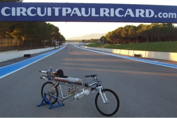 Record-breaking rocket-powered bicycle