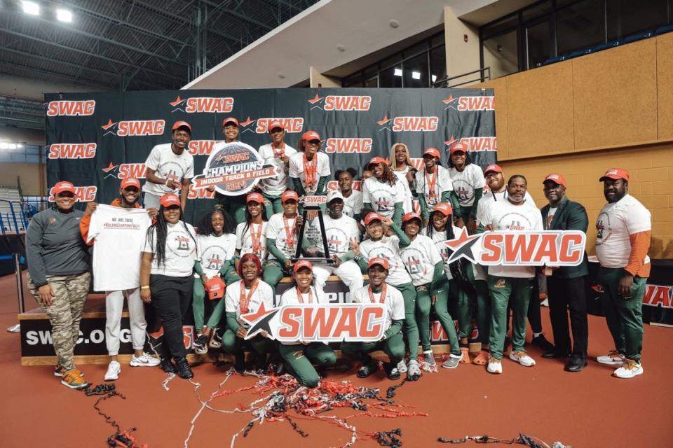 Florida A&M women's track and field won the 2024 Southwestern Athletic Conference Championship in Birmingham, Alabama, Sunday, February 18, 2024.