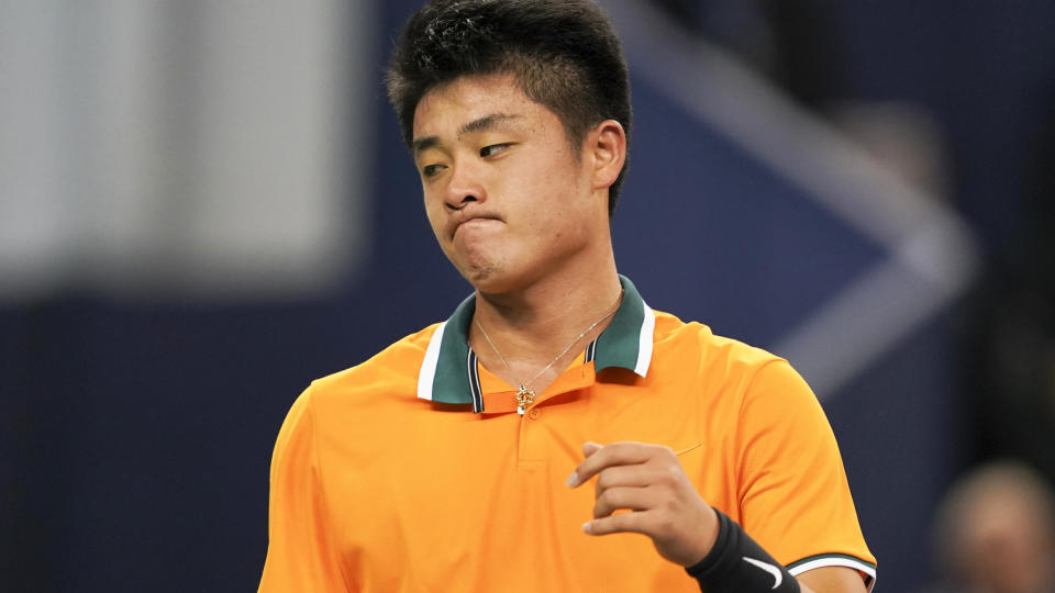 Wu Yibing in action against Kei Nishikori. (Photo by Fred Lee/Getty Images)