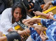 Protest over disqualification of Rahul Gandhi as a lawmaker by India's parliament, in New Delhi