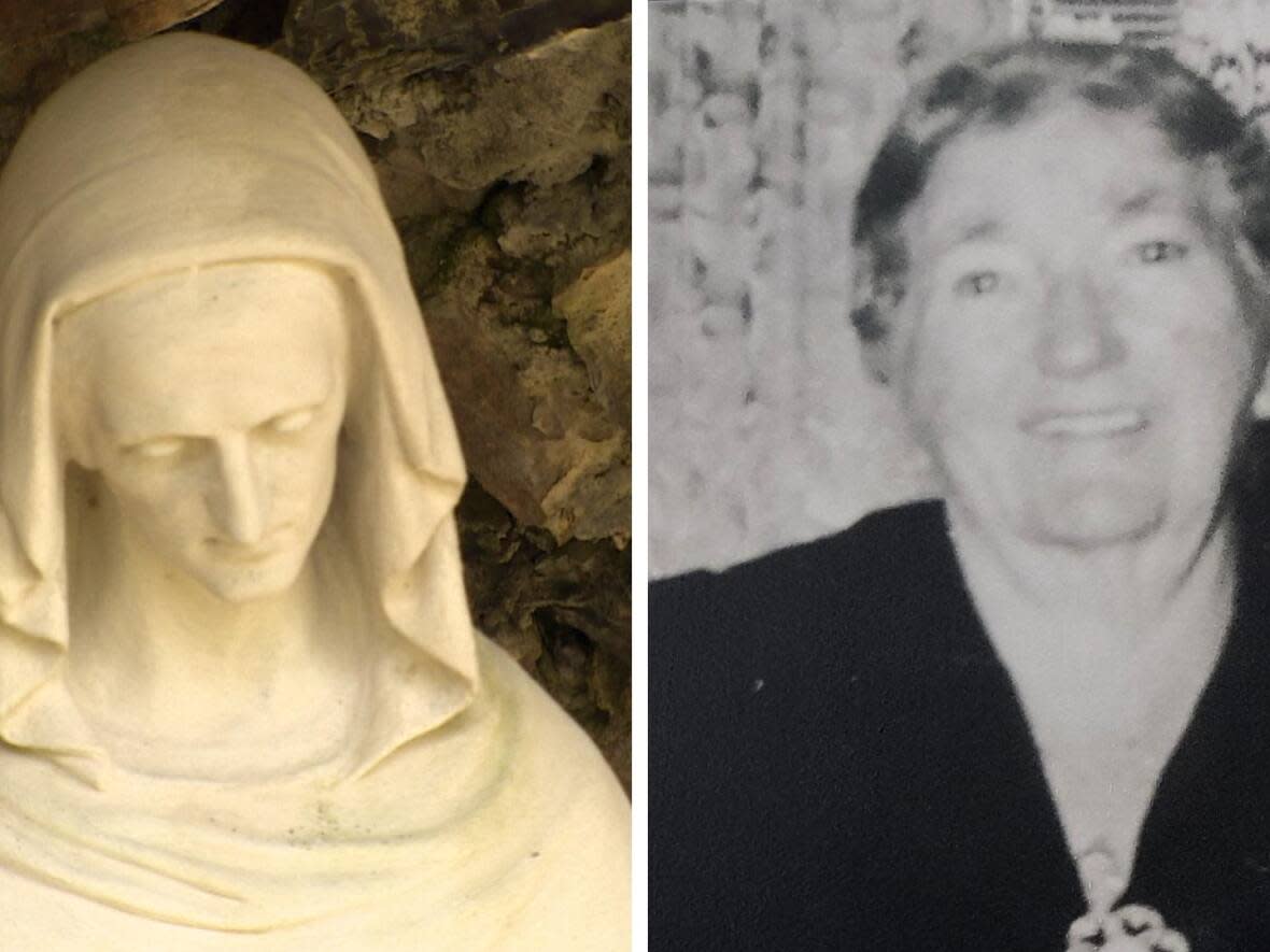 Margaret O’Brien created the memorial grotto at St. Francis of Assisi Roman Catholic Church in Outer Cove after losing four of her six sons during World War Two. (Andrew Hawthorn/CBC - image credit)