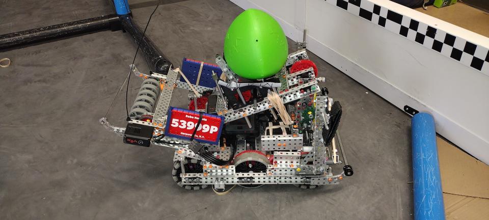 Harpursville Robotics Team, the RoboHornets, competes in VEX Robotics World Championships in Dallas, Texas, on April 28, 2024.