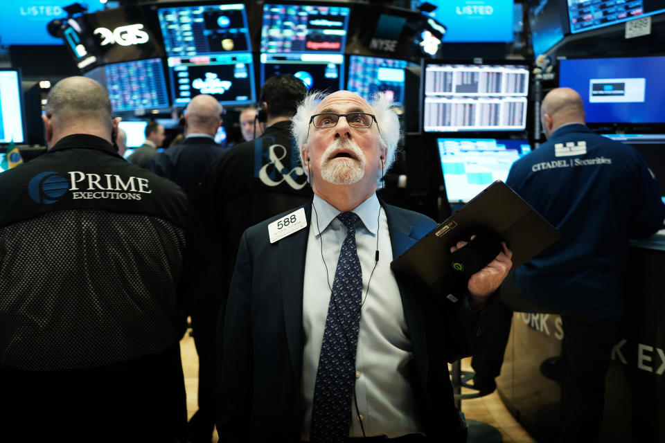 Image: Peter Tuchman at the New York Stock Exchange on March 9, 2020. (Spencer Platt / Getty Images file)