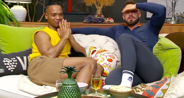 Johannes Radebe and John Whaite on Celebrity Gogglebox (Photo: Channel 4)