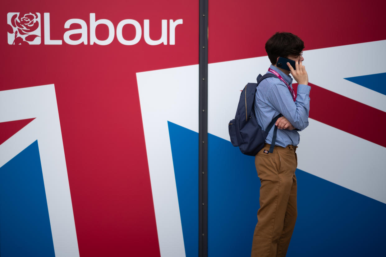 LIVERPOOL, ENGLAND - OCTOBER 08: Delegates attend on day one of the Labour Party conference on October 08, 2023 in Liverpool, England. The Labour Party go into their 2023 conference with a 19-point lead over the ruling Conservative Party and fresh from a definitive win in the Rutherglen and Hamilton by-election in Scotland. (Photo by Ian Forsyth/Getty Images)