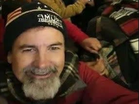 Glen Allen Brooks, of California, inside the Capitol during the 6 January insurrection. Mr Brooks was turned into the FBI by a member of his church prayer group. (Department of Justice)