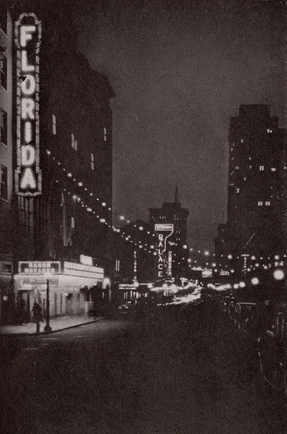 Long-range plans call for the return of the Florida Theatre's vertical "blade" sign, which was on the building when it was one of nine theaters in downtown Jacksonville.