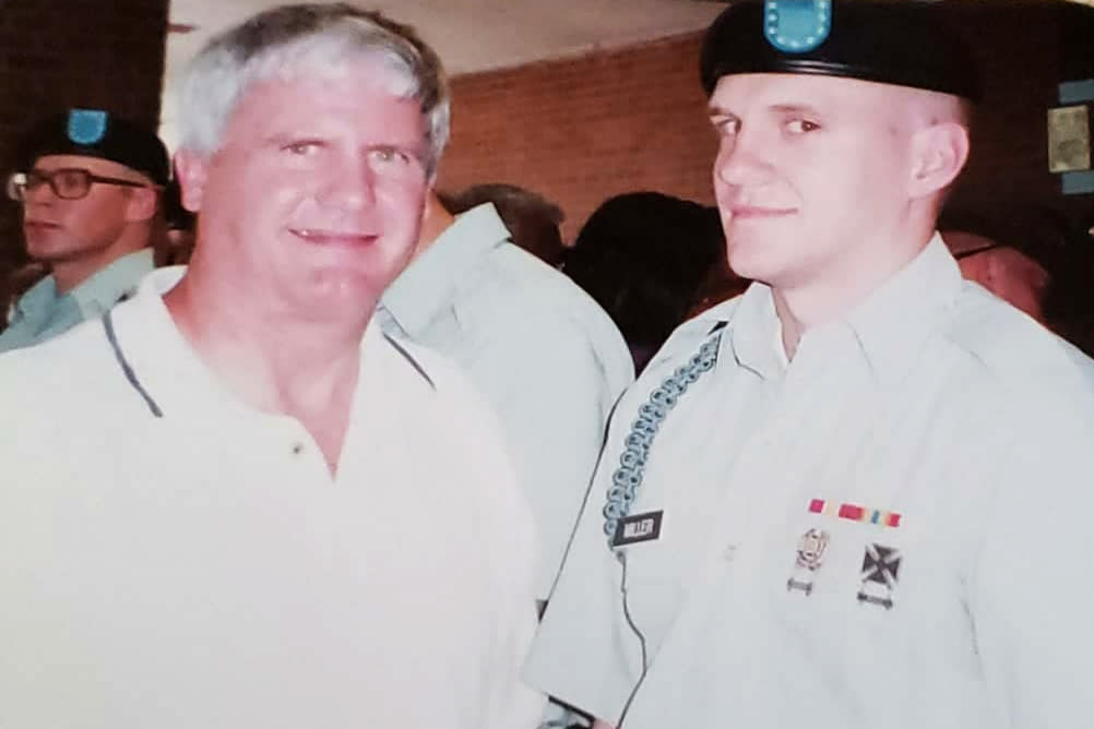 Image: Tony Miller, right, and his father after Miller's graduation from basic training in 2005. (Courtesy Tony Miller)