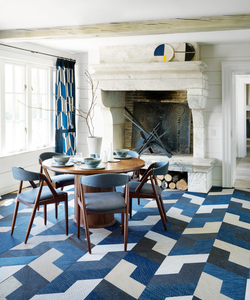 2. Make a statement with colorful carpet tiles