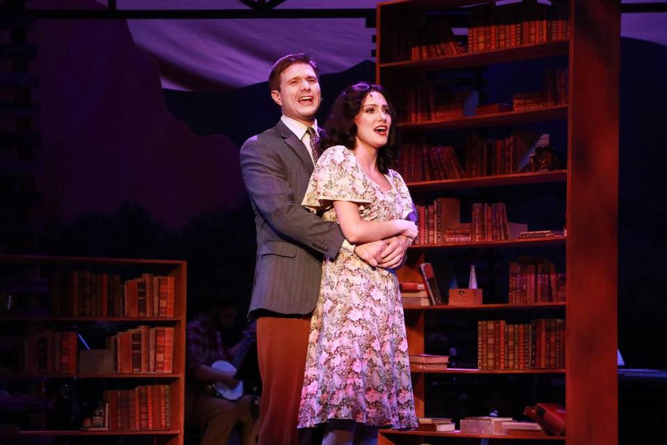 Teddy Warren as Billy Cane and Alexandra Van Hasselt as Margo Crawford find love in “Bright Star” at Actors’ Playhouse. (Photo courtesy of Alberto Romeu)