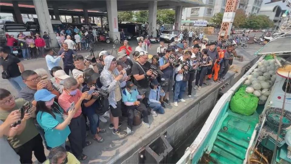 屏東東港「第一鮪」進港亮相　船長：討海30年來第一次捕到