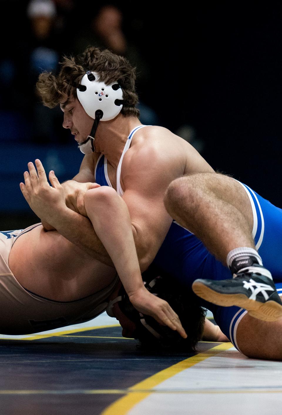 Quakertown's Calvin Lachman (top) is tied for the top spot at 285 pounds in our latest rankings.