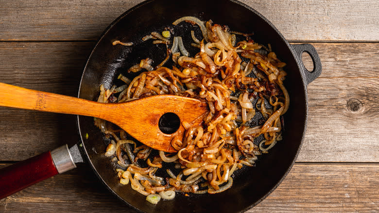 Caramelized onions in a skillet