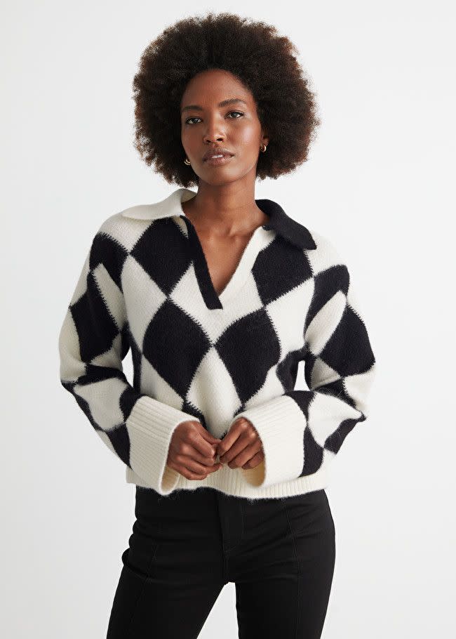 Checkered Jacquard Knit Sweater