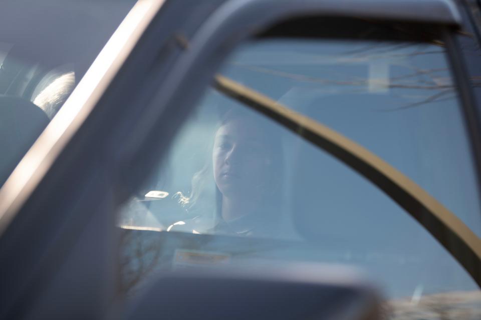 Joshua Cooper, 17, of Bensalem, sits in a car after his preliminary hearing outside District Court in Bensalem on Monday, March 6, 2023. Cooper was charged with criminal homicide, possessing instrument of crime with intention and fabricating physical evidence.