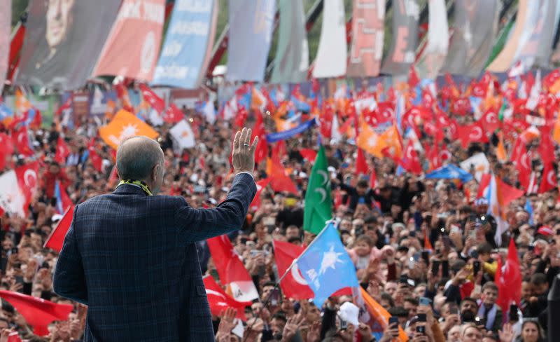 Turkish President Erdogan holds an election rally in Ankara