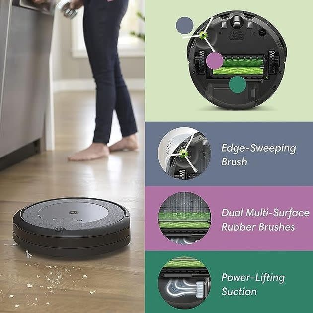 The Roomba i3 EVO cleaning the floor.