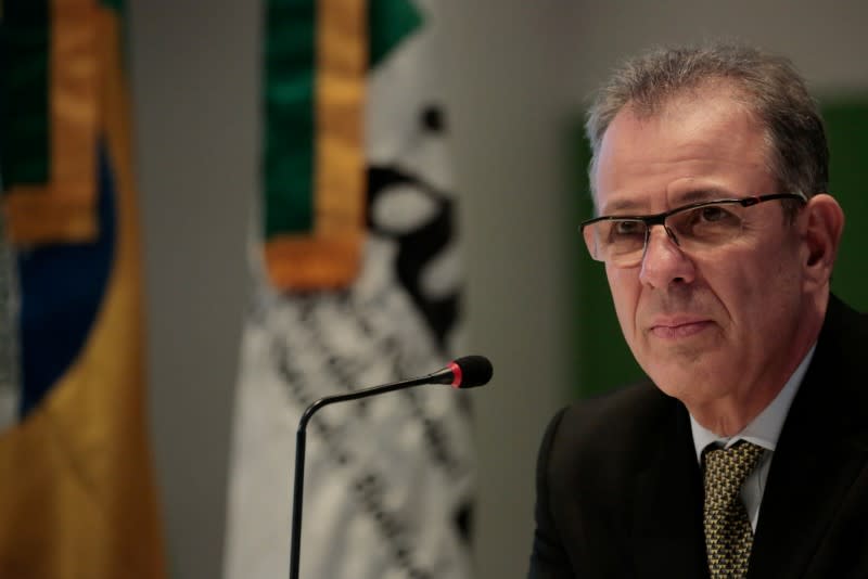 FILE PHOTO: Brazil's Energy Minister Bento Albuquerque attends a news coneference in Rio de Janeiro