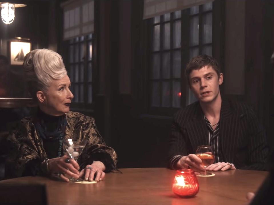 Frances Conroy and Evan Peters in a scene from the trailer for "American Horror Story: Double Feature."